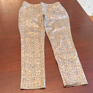 Chico's Snake Print Skin Metallic Pants - Gold and Silver Size 1 Regular